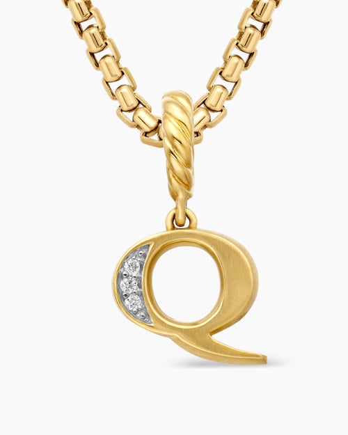 Womens Pavé Initial Pendant in 18K Yellow Gold with Diamond Q