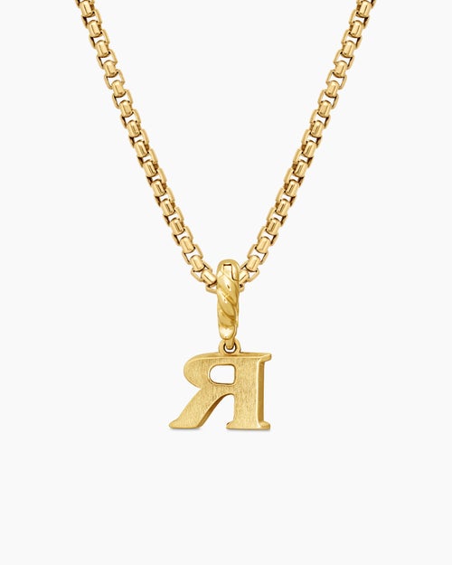 Womens Pavé Initial Pendant in 18K Yellow Gold with Diamond R