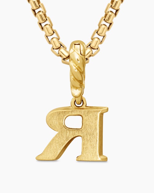 Womens Pavé Initial Pendant in 18K Yellow Gold with Diamond R