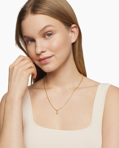 Womens Pavé Initial Pendant in 18K Yellow Gold with Diamond S