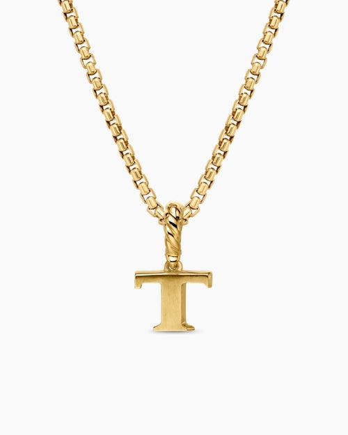 Womens Pavé Initial Pendant in 18K Yellow Gold with Diamond T
