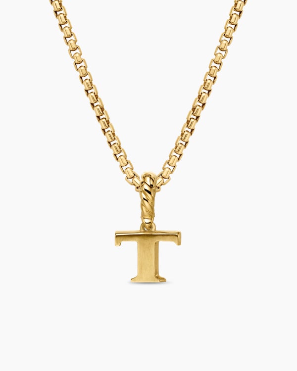 Pavé Initial Pendant in 18K Yellow Gold with Diamond T