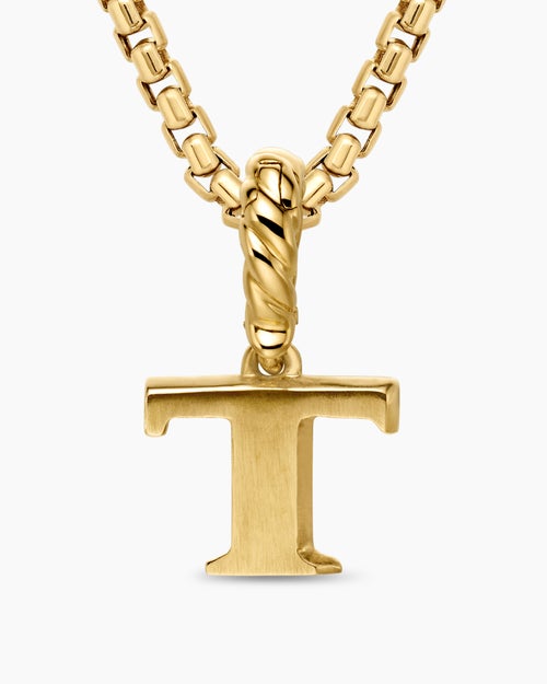 Womens Pavé Initial Pendant in 18K Yellow Gold with Diamond T
