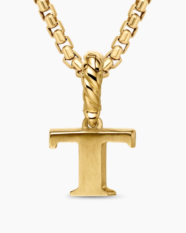 Pavé Initial Pendant in 18K Yellow Gold with Diamond T