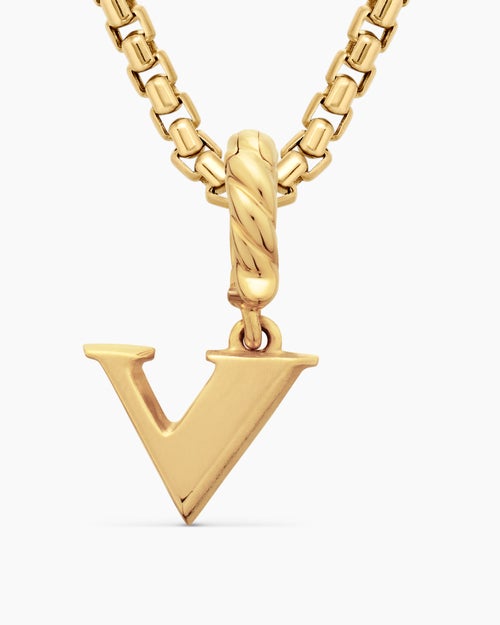 Womens Pavé Initial Pendant in 18K Yellow Gold with Diamond V