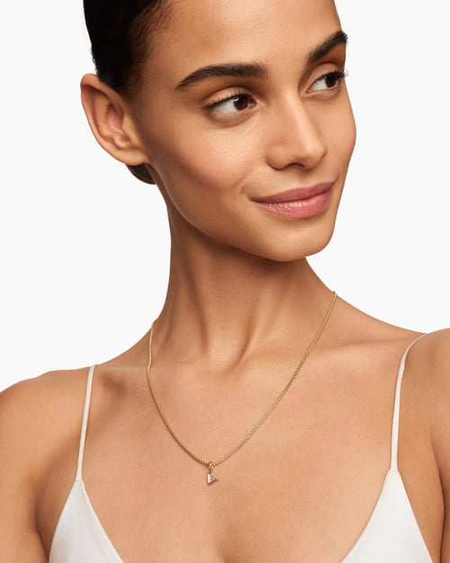 Womens Pavé Initial Pendant in 18K Yellow Gold with Diamond V