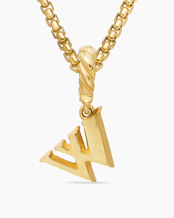Pavé Initial Pendant in 18K Yellow Gold with Diamond W
