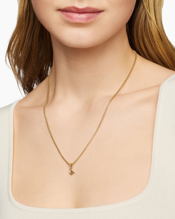 Pavé Initial Pendant in 18K Yellow Gold with Diamond W