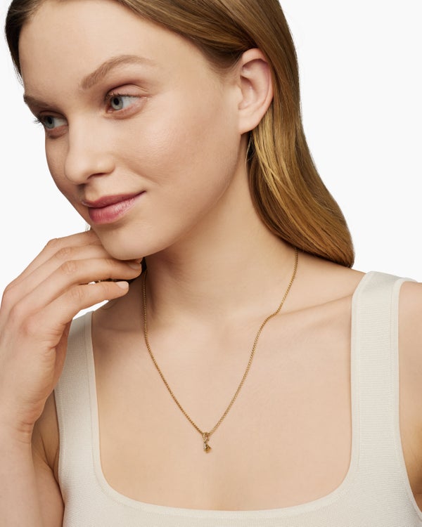 Pavé Initial Pendant in 18K Yellow Gold with Diamond W