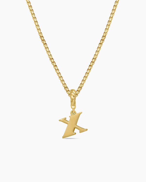 Pavé Initial Pendant in 18K Yellow Gold with Diamond X