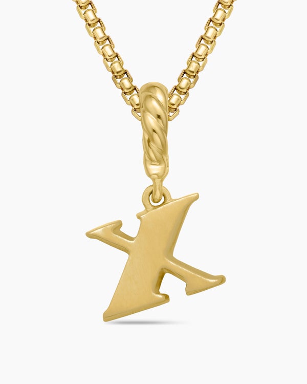 Pavé Initial Pendant in 18K Yellow Gold with Diamond X