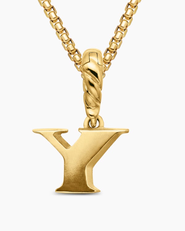 Pavé Initial Pendant in 18K Yellow Gold with Diamond Y