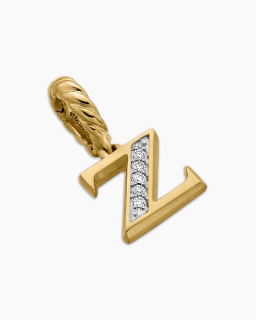 Womens Pavé Initial Pendant in 18K Yellow Gold with Diamond Z