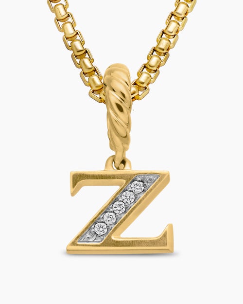 Womens Pavé Initial Pendant in 18K Yellow Gold with Diamond Z