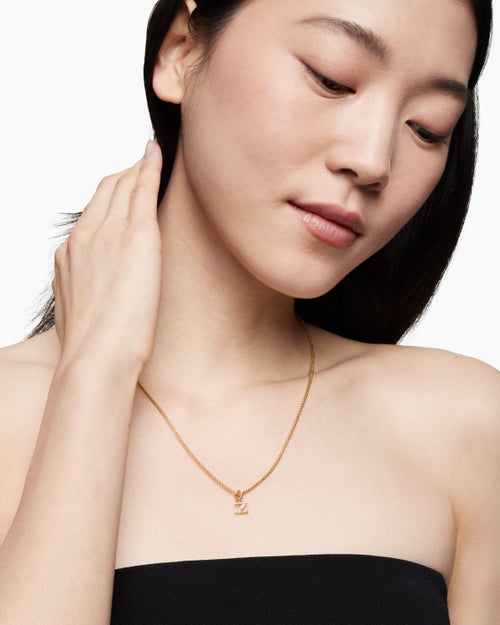 Womens Pavé Initial Pendant in 18K Yellow Gold with Diamond Z