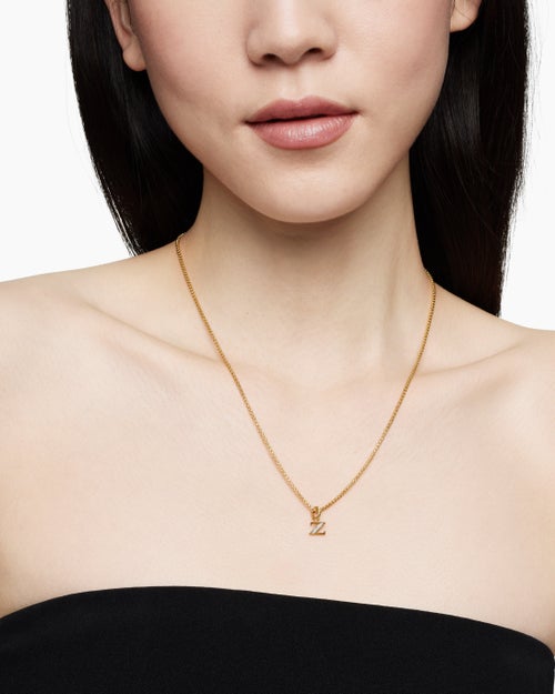 Womens Pavé Initial Pendant in 18K Yellow Gold with Diamond Z