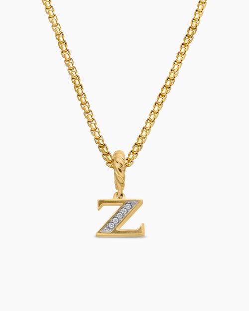 Womens Pavé Initial Pendant in 18K Yellow Gold with Diamond Z