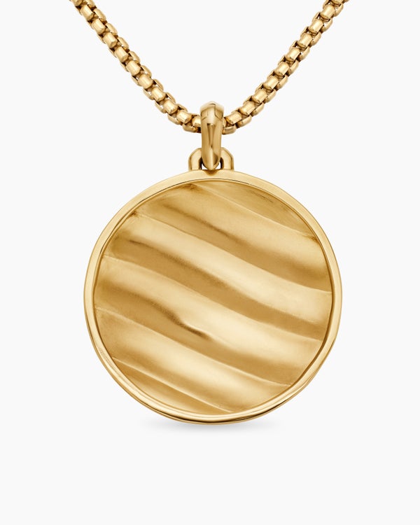Cable Edge® Pendant in 18K Yellow Gold with Diamonds, 37mm