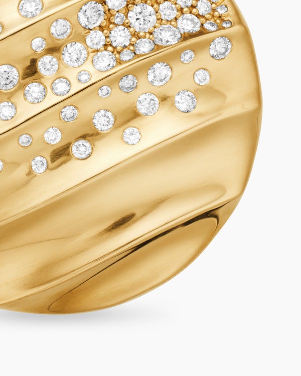 Cable Edge® Pendant in 18K Yellow Gold with Diamonds, 37mm