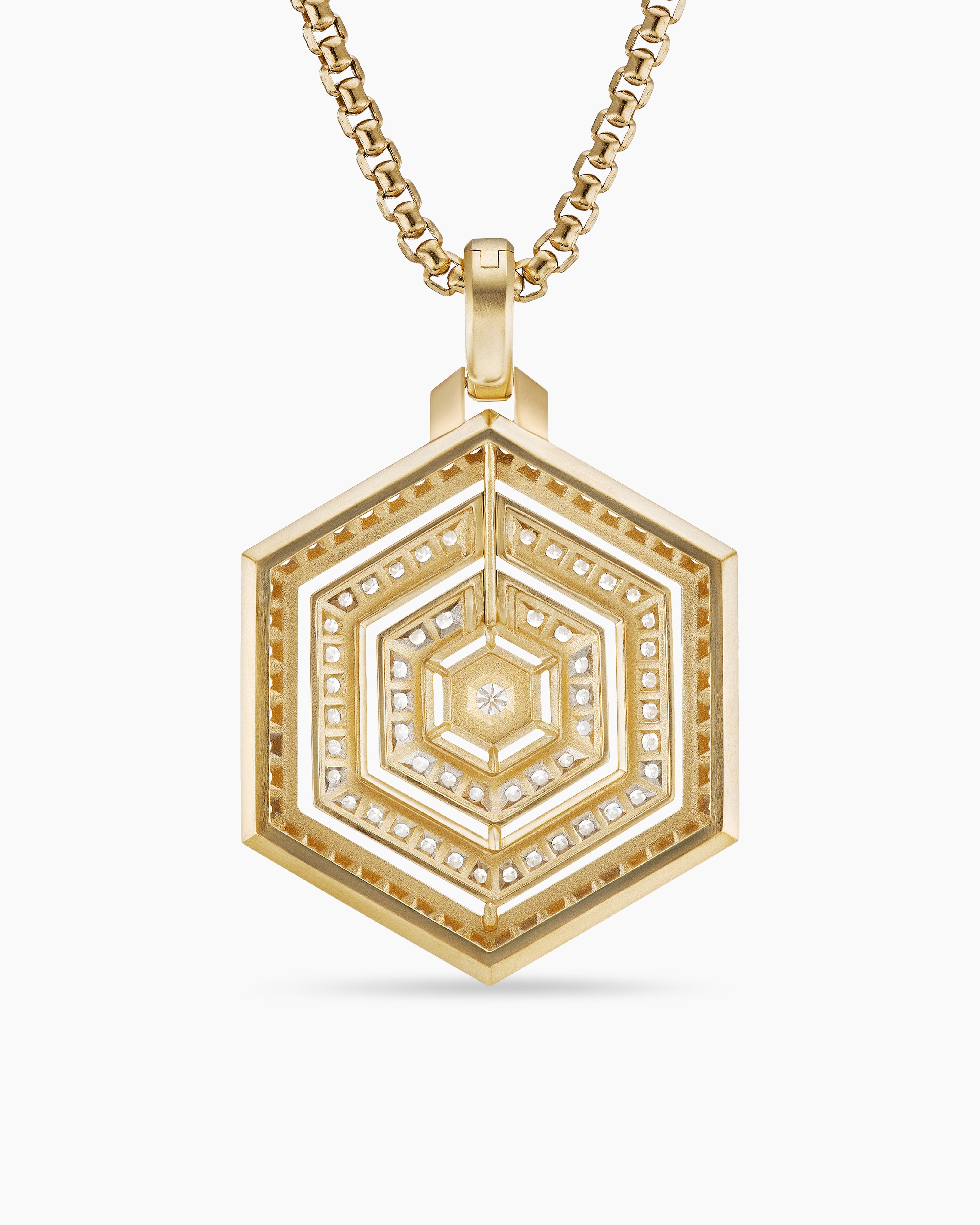 David Yurman Carlyle Pendant in 18K Yellow Gold with Full Pavé Diamonds