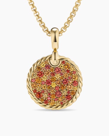 DY Elements® Color Pendant in 18K Yellow Gold with Pavé Orange Sapphires, Spessartite Garnet and Yellow Sapphires, 30mm