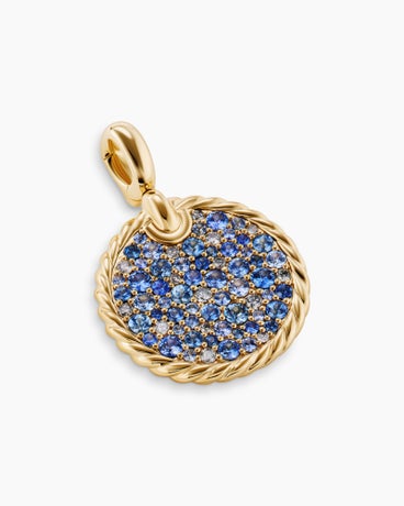 DY Elements® Colour Pendant in 18K Yellow Gold with Pavé Blue Sapphires and Diamonds, 30mm
