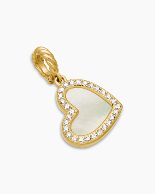 Womens DY Elements® Heart Pendant in 18ct Yellow Gold with Mother of Pearl and Diamonds, 11mm