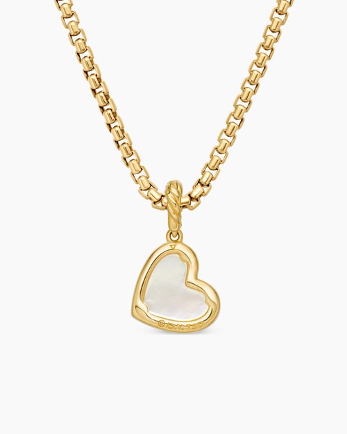 Womens DY Elements® Heart Pendant in 18K Yellow Gold with Mother of Pearl and Diamonds, 11mm
