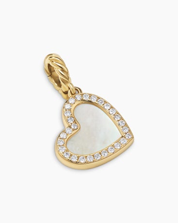 DY Elements® Heart Pendant in 18K Yellow Gold with Mother of Pearl and Diamonds, 19.5mm