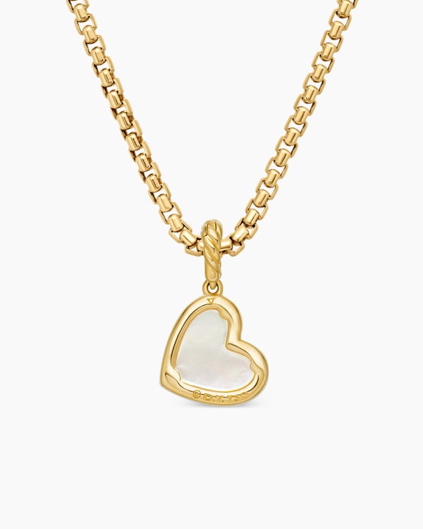 DY Elements® Heart Pendant in 18K Yellow Gold with Mother of Pearl and Diamonds, 11mm