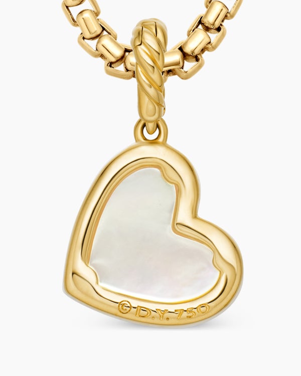 DY Elements® Heart Pendant in 18K Yellow Gold with Mother of Pearl and Diamonds, 11mm