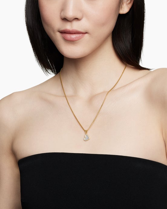 DY Elements® Heart Pendant in 18ct Yellow Gold with Mother of Pearl and Diamonds, 11mm