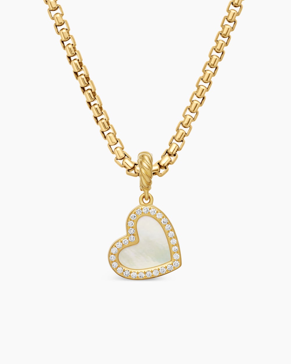 Pendentif cœur DY Elements® en or jaune 18 carats avec nacre et diamants, 11 mm femme