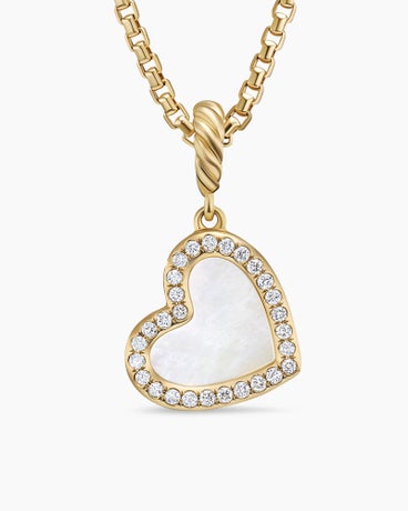 DY Elements® Heart Pendant in 18K Yellow Gold with Mother of Pearl and Diamonds, 19.5mm