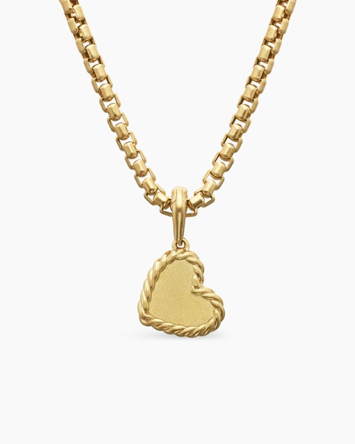 Womens DY Elements® Heart Pendant in 18K Yellow Gold with Diamonds, 11mm