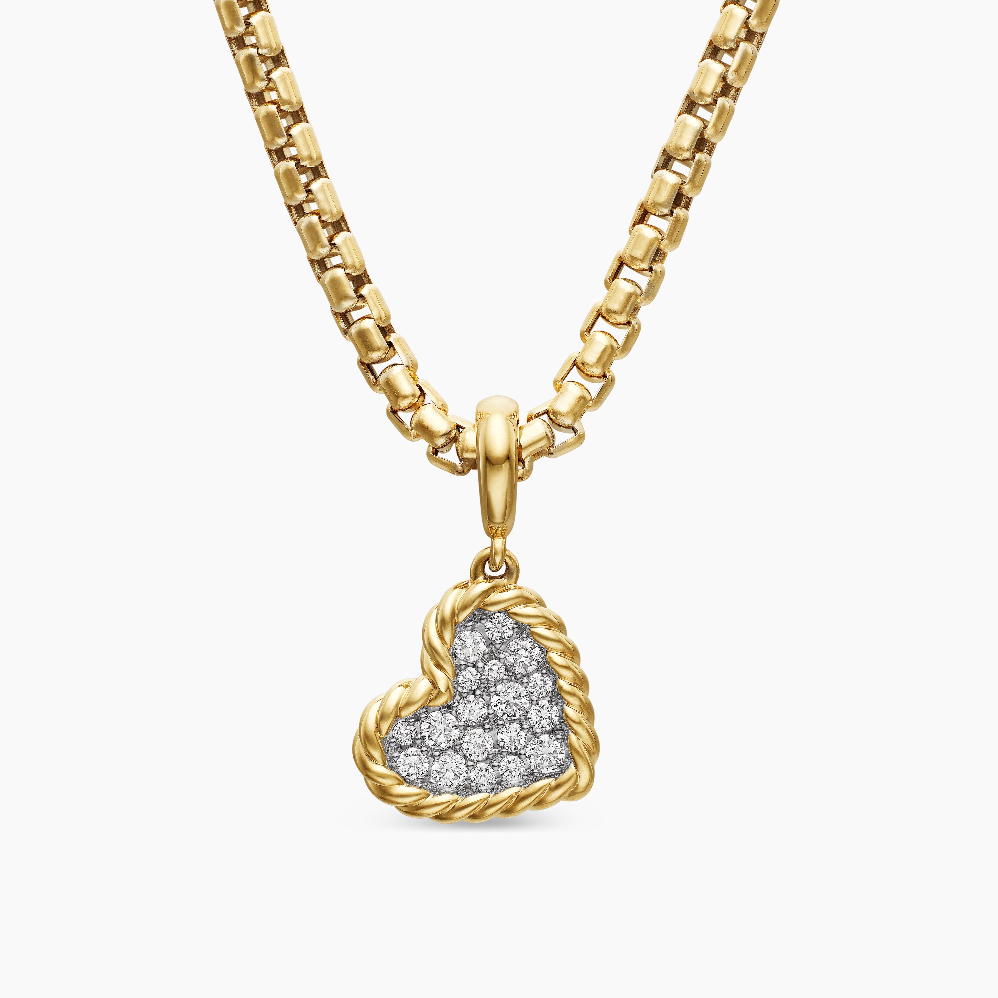 Womens DY Elements&reg; Heart Pendant in 18K Yellow Gold with Diamonds, 11mm