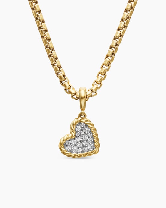 DY Elements® Heart Pendant in 18ct Yellow Gold with Diamonds, 11mm