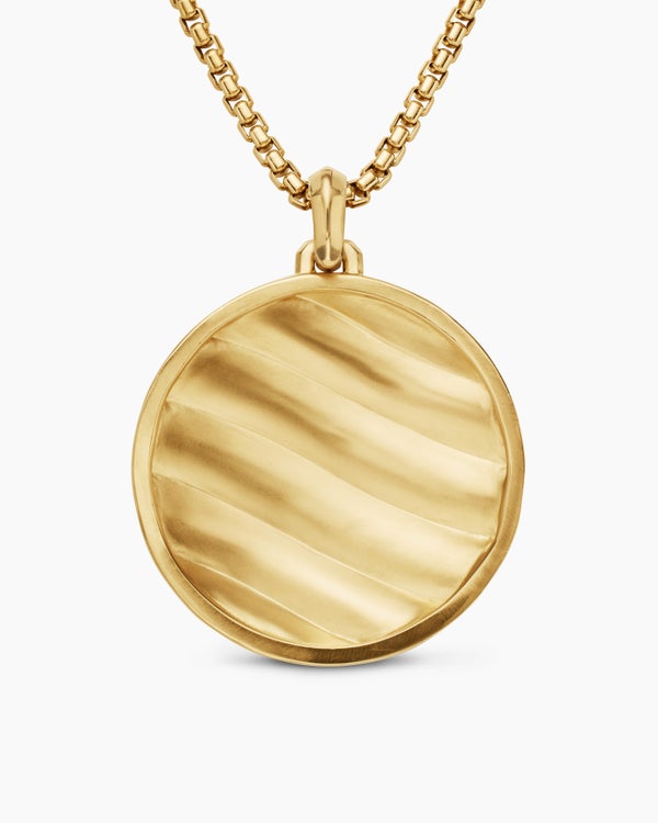 Cable Edge® Pendant in 18K Yellow Gold with Diamonds, 37mm