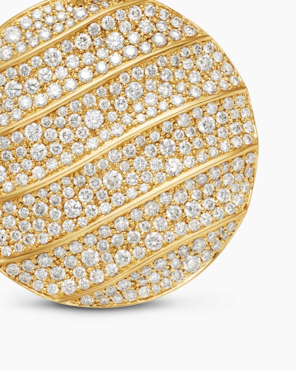 Cable Edge® Pendant in 18K Yellow Gold with Diamonds, 37mm