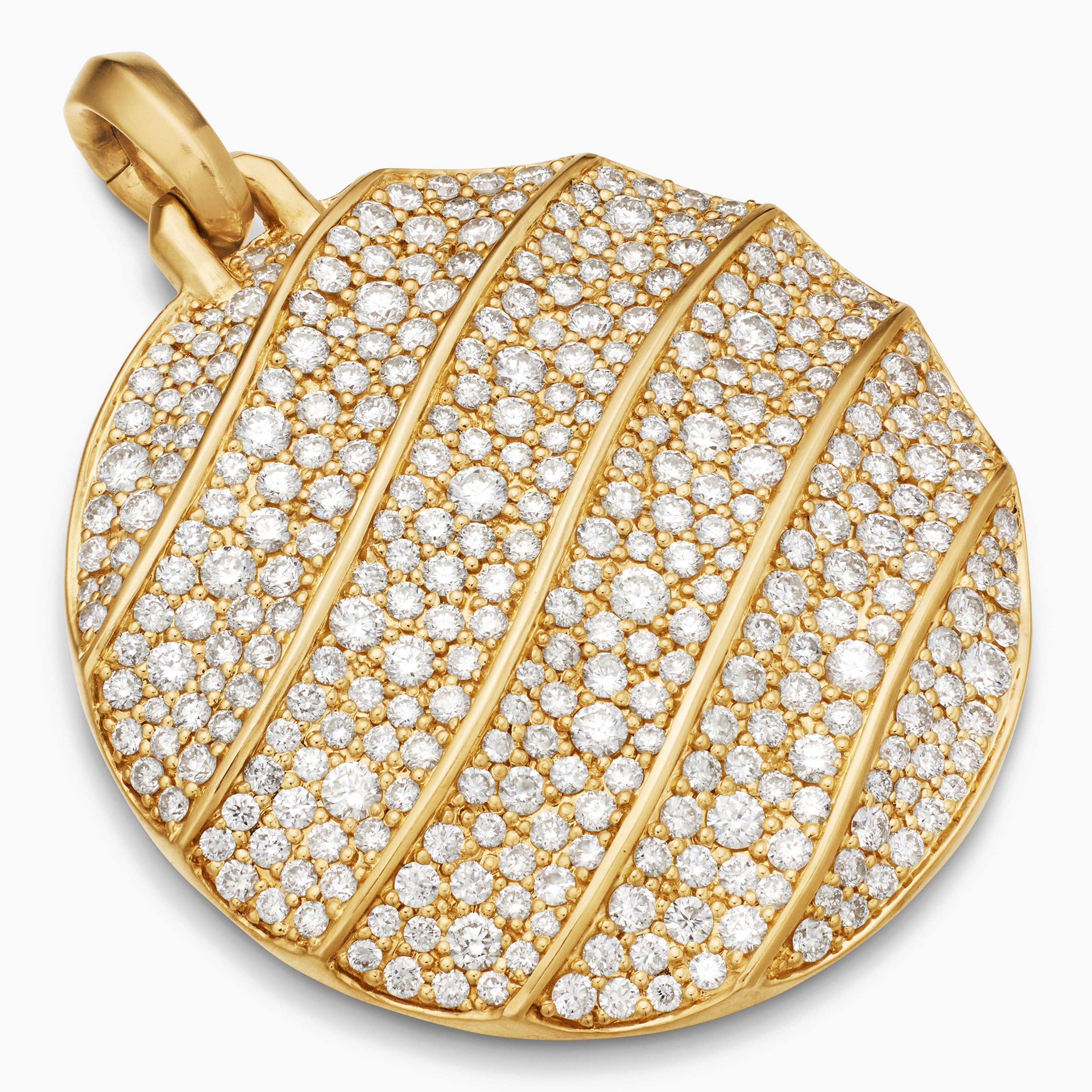 Cable Edge® Pendant in 18K Yellow Gold with Diamonds, 37mm