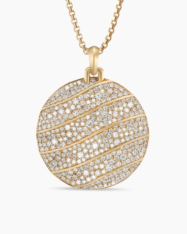 Cable Edge® Pendant in 18K Yellow Gold with Diamonds, 37mm