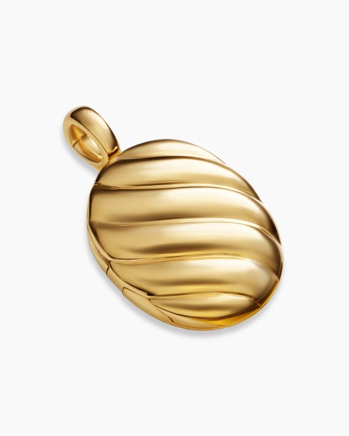 Womens Sculpted Cable Locket in 18K Yellow Gold, 24mm