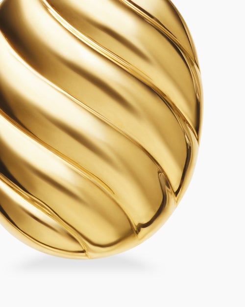 Womens Sculpted Cable Locket in 18K Yellow Gold, 24mm