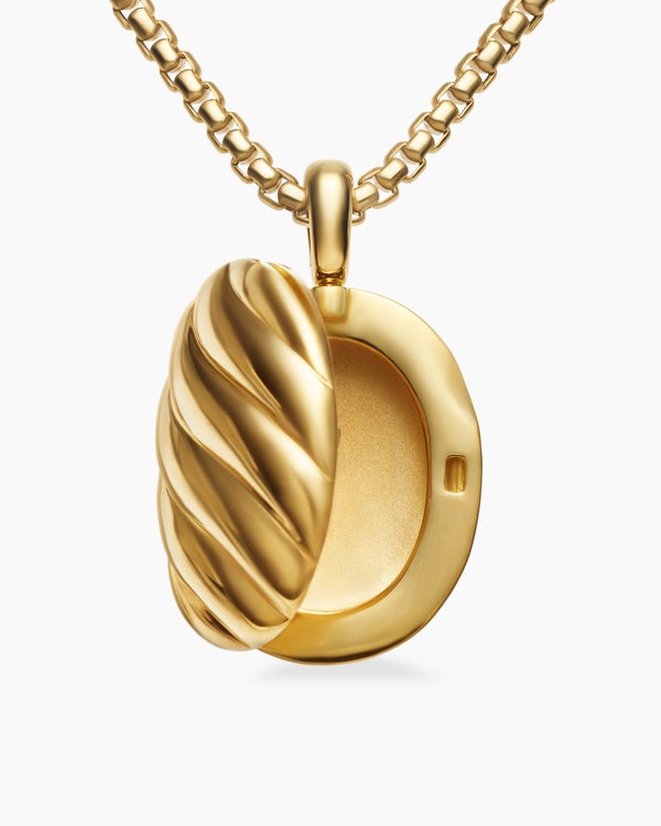 Médaillon Sculpted Cable en or jaune 18 carats, 32 mm