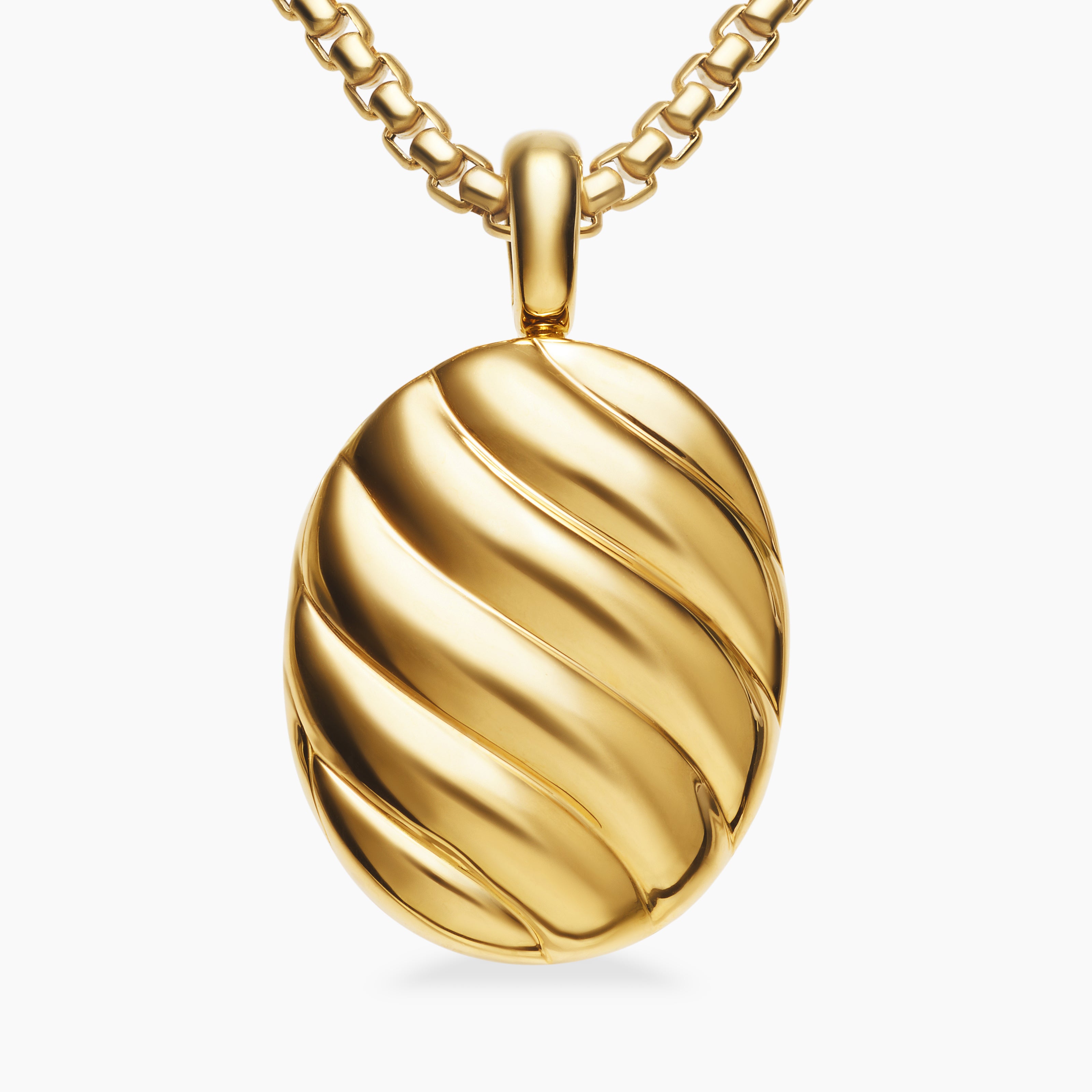 Womens Sculpted Cable Locket in 18K Yellow Gold, 24mm