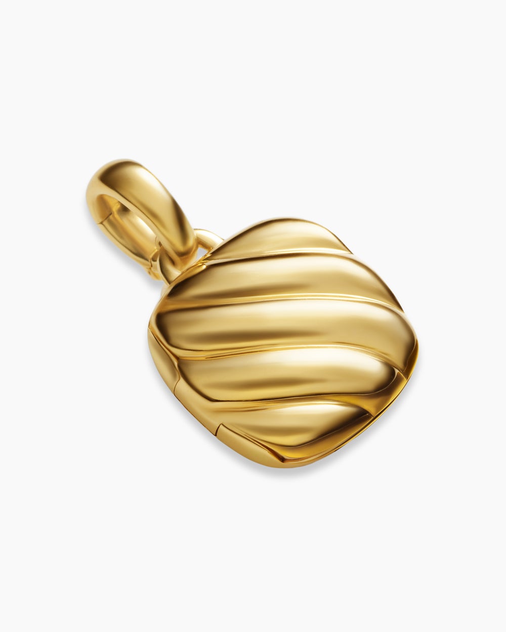 Womens Sculpted Cable Square Locket in 18ct Yellow Gold, 14.5mm