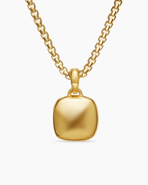 Womens Sculpted Cable Square Locket in 18ct Yellow Gold, 14.5mm