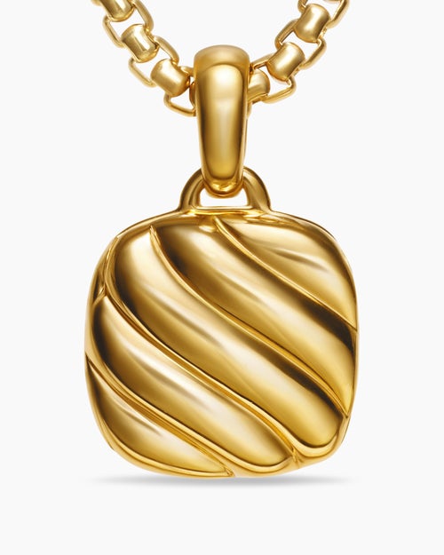 Womens Sculpted Cable Square Locket in 18ct Yellow Gold, 14.5mm