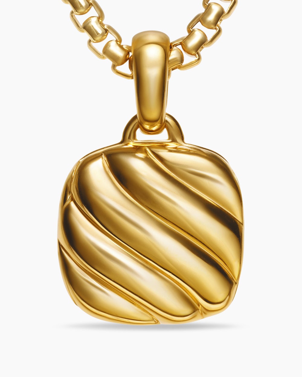 Womens Sculpted Cable Square Locket in 18ct Yellow Gold, 14.5mm