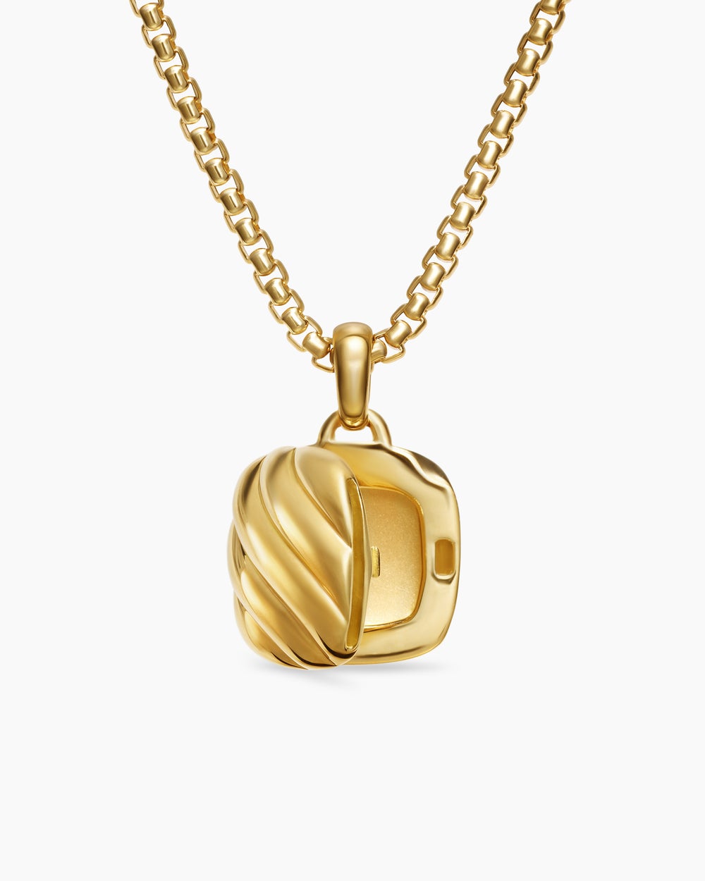 Womens Sculpted Cable Square Locket in 18ct Yellow Gold, 14.5mm
